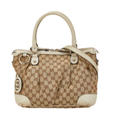 グッチ GGキャンバス ハンドバッグ ショルダーバッグ 2WAY 247902 ベージュ キャンバス レザー レディース GUCCI 【中古】